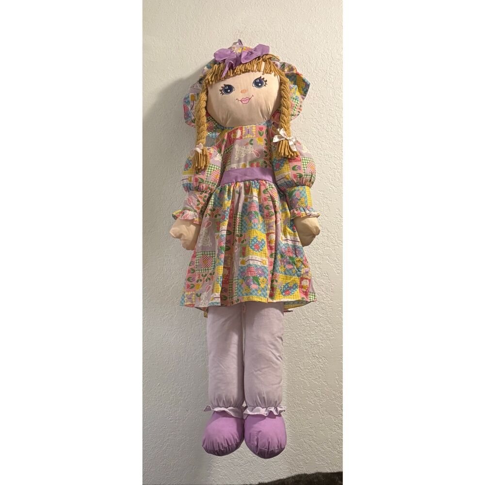 Sweetie Mine Doll Jumbo 48" Vintage 1995 Patchwork Dress Yarn Blonde Hair